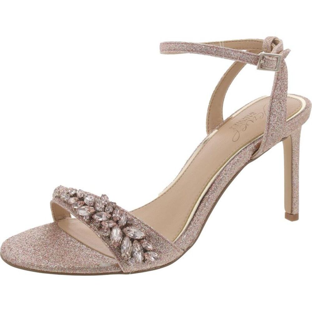 Women's Sparkle Embellished Open-Toe Ankle Strap Sandal - Rose Gold